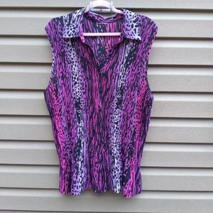 Purple Leopard Animal Print 22/24 Sleeveless Blouse Top